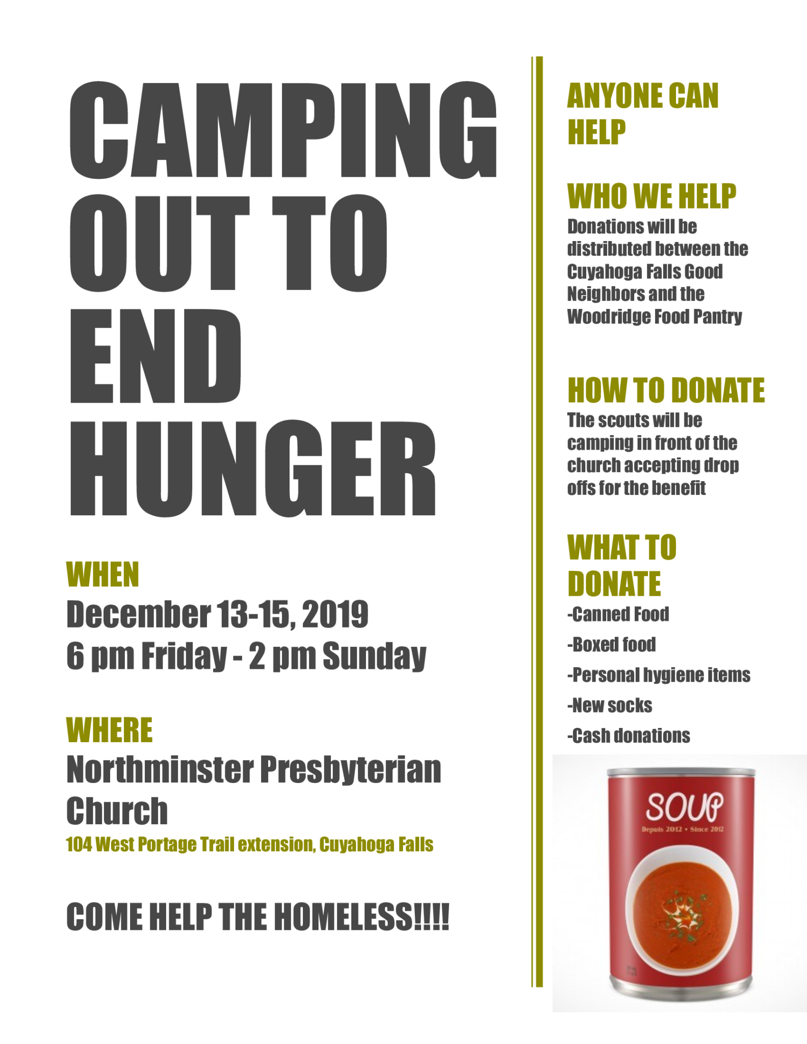 Campout to Fight Hunger Troop 155